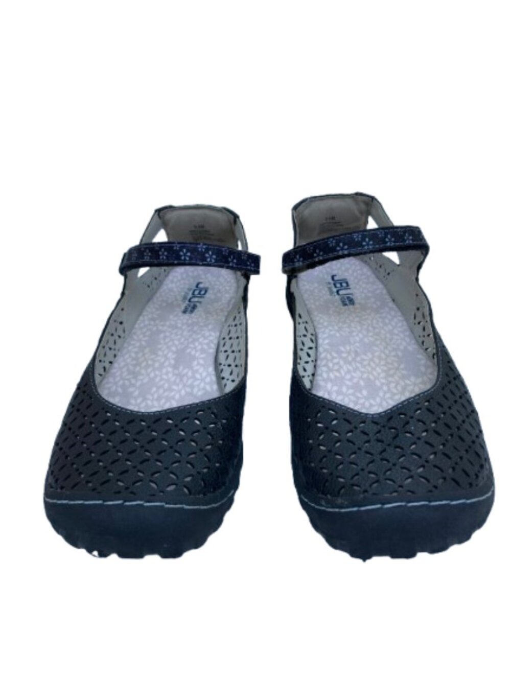 JBU Jambu Black Flats Perforated Comfort Mary Jane Floral Strap Vegan, Sz 9.5 - Picture 4 of 11